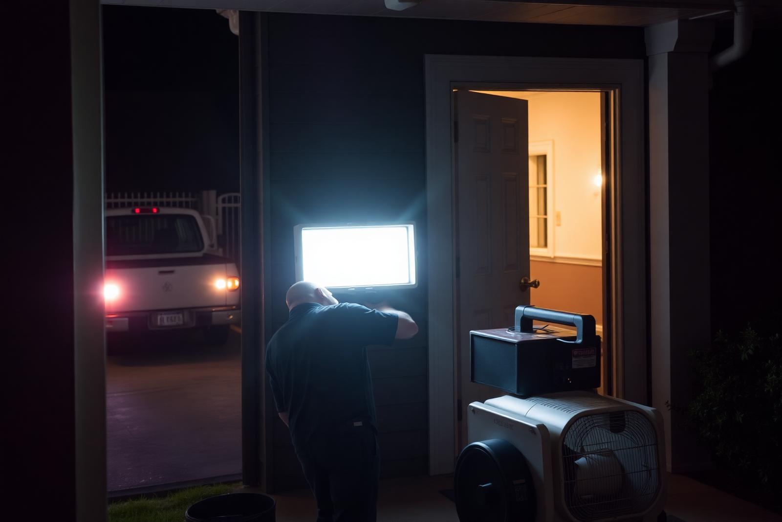 Technician performing emergency restoration work