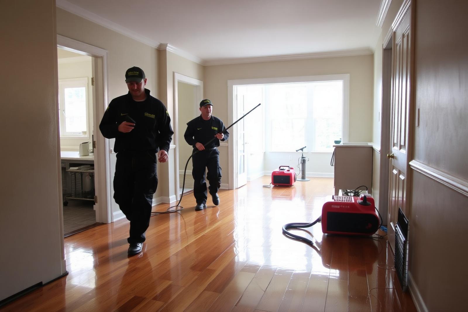 Technician performing water damage work