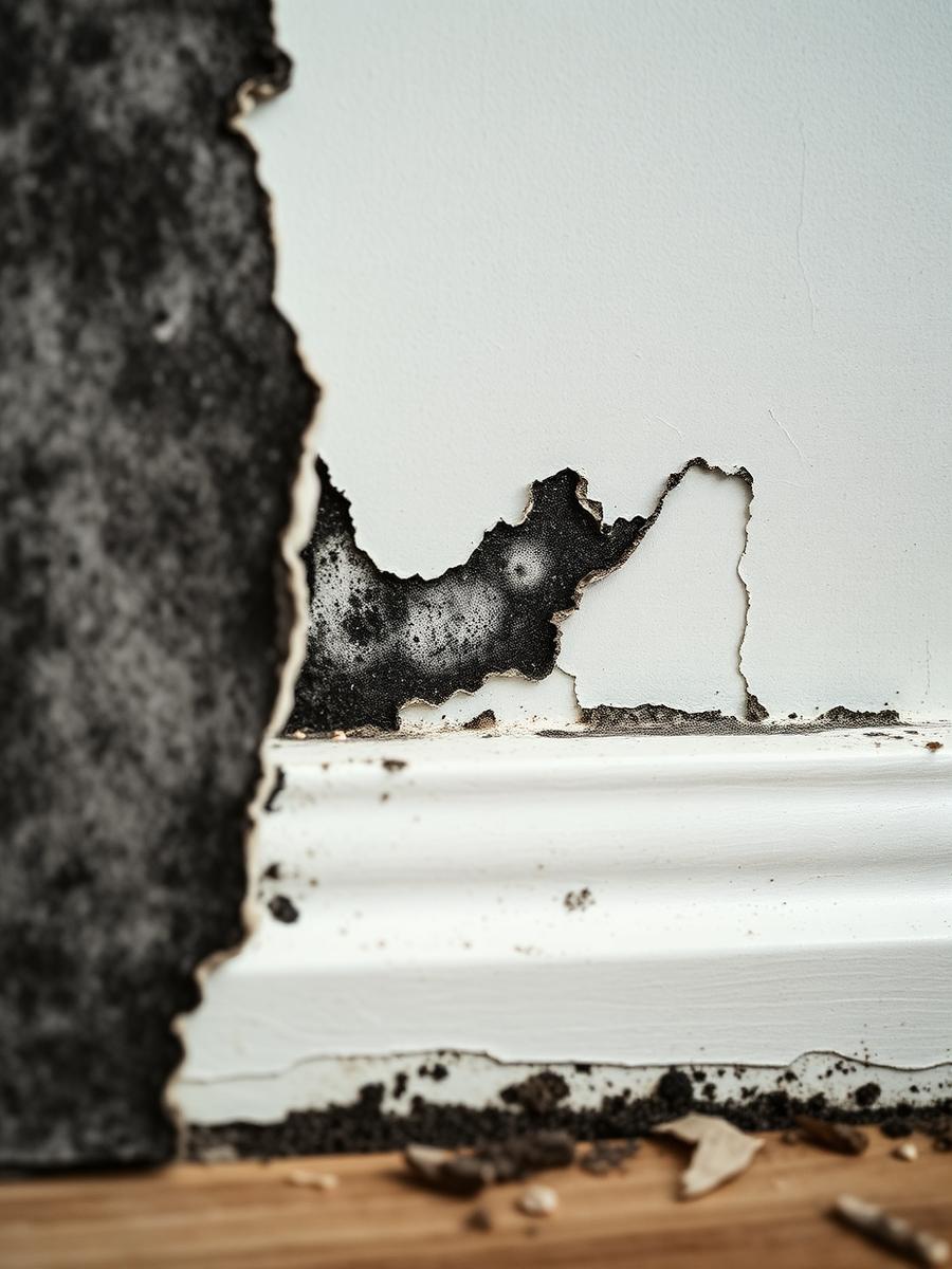 Visible signs of damage requiring mold removal